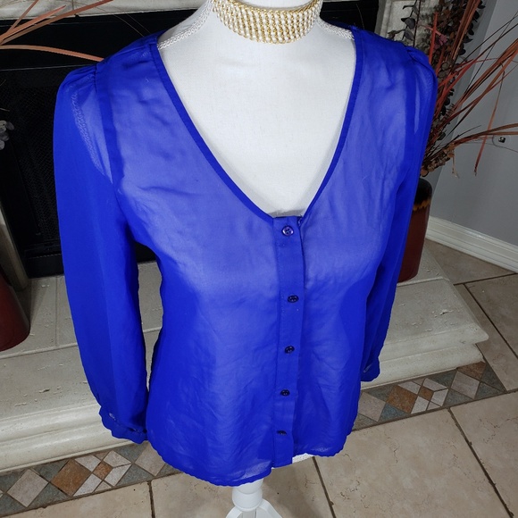💥LAST CHANCE💥Royal blue sheer blouse_c - Picture 2 of 4
